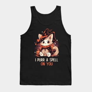 Funny Cat Pun Witch Spell Graphic Men Kids Women Halloween Tank Top